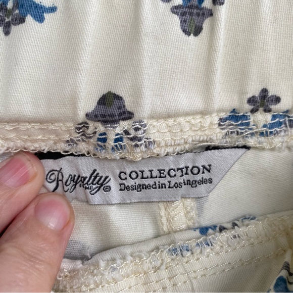 Royalty For Me Womens 3X Shorts Cream Blue  Drawstring Cotton Blend - Picture 6 of 6